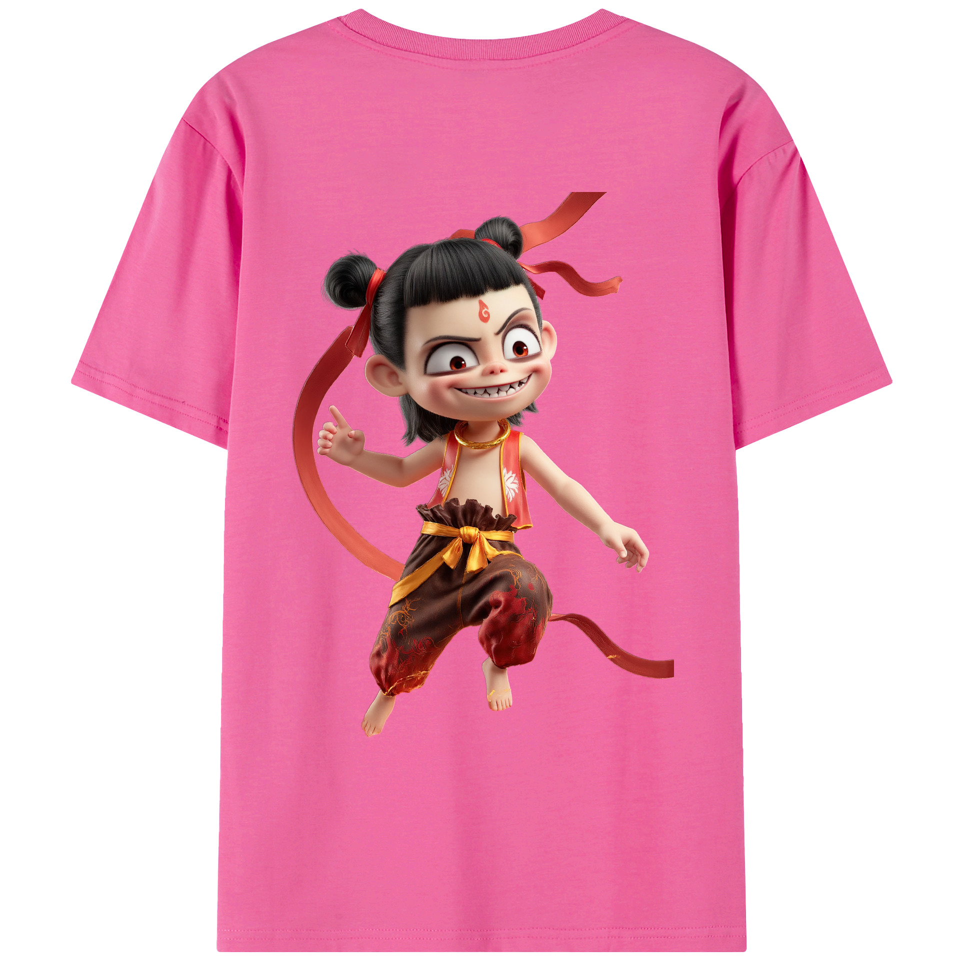 （画像用） Ne Zha 2 ナタ 魔童の大暴れ レディース半袖Tシャツ(バックプリント)